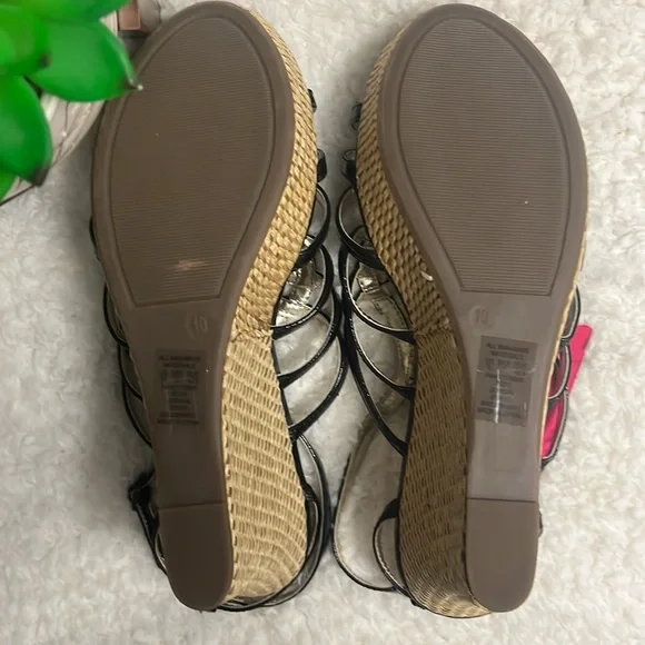 Sandals Glo jeans Sandals wedge heels Jordan black size 10 - Picture 6 of 9